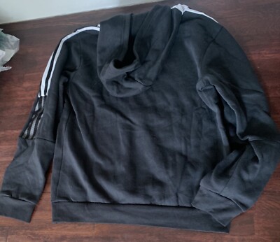Adidas Black w white striped Hoodie Sweatshirt girls size M