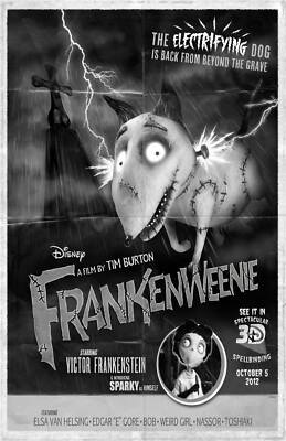 Frankenweenie movie poster (b) - 11 x 17 inches - Tim Burton | eBay