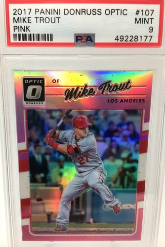 2017 Panini Donruss Optic 107 Mike Trout Pink Holo PSA 9 - POP 15