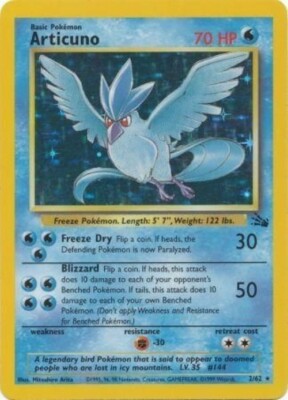 Pokémon TCG - Articuno - 2/62 - Holo Unlimited Fossil Unlimited [Moderate Play]