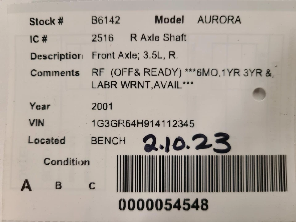 Eixo de transmissão dianteiro direito usado serve: 2001 Oldsmobile Aurora eixo dianteiro 3.5L F - Imagem 4 de 4