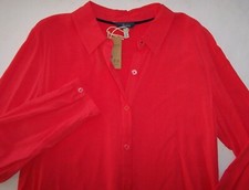 NWT Joules Elvina SOLID POPPY Coral Pink Smooth & Silky Button-Up Blouse US 8