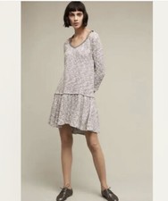 Anthropologie Saturday Sunday Dress M Anka Gray Textured Aline Knit V-neck Drop