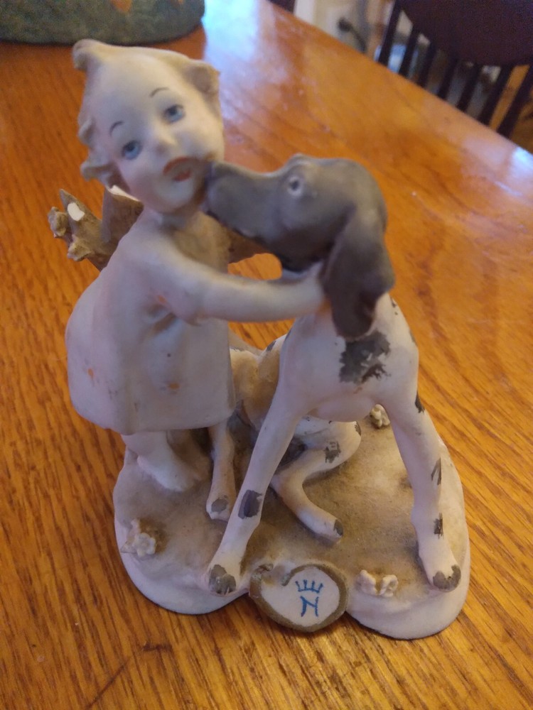CAPODIMONTE GIUSEPPE G CALLIE MADE IN ITALY CHILD WITH DOG