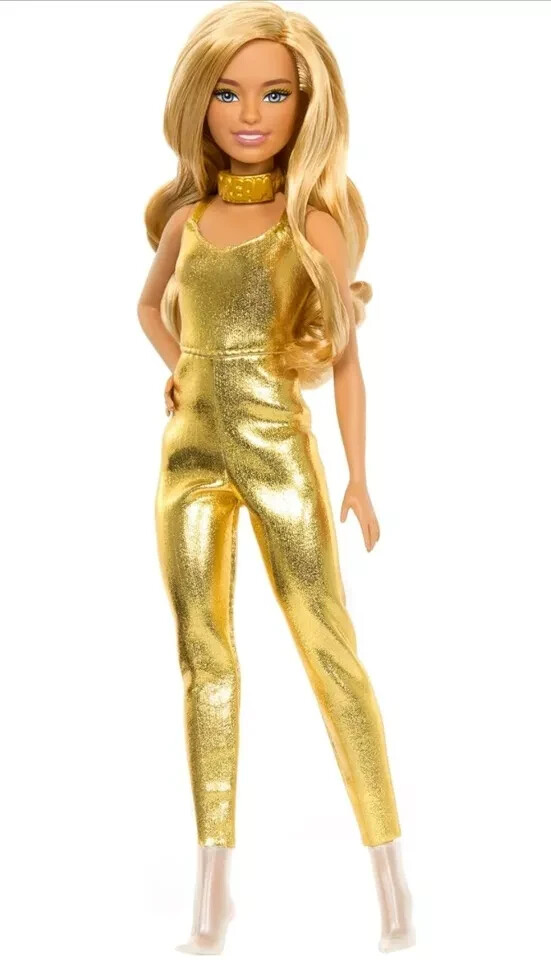 BARBIE Fashionistas Doll 222 Petite Blonde Gold Jumpsuit HRH19 NEW