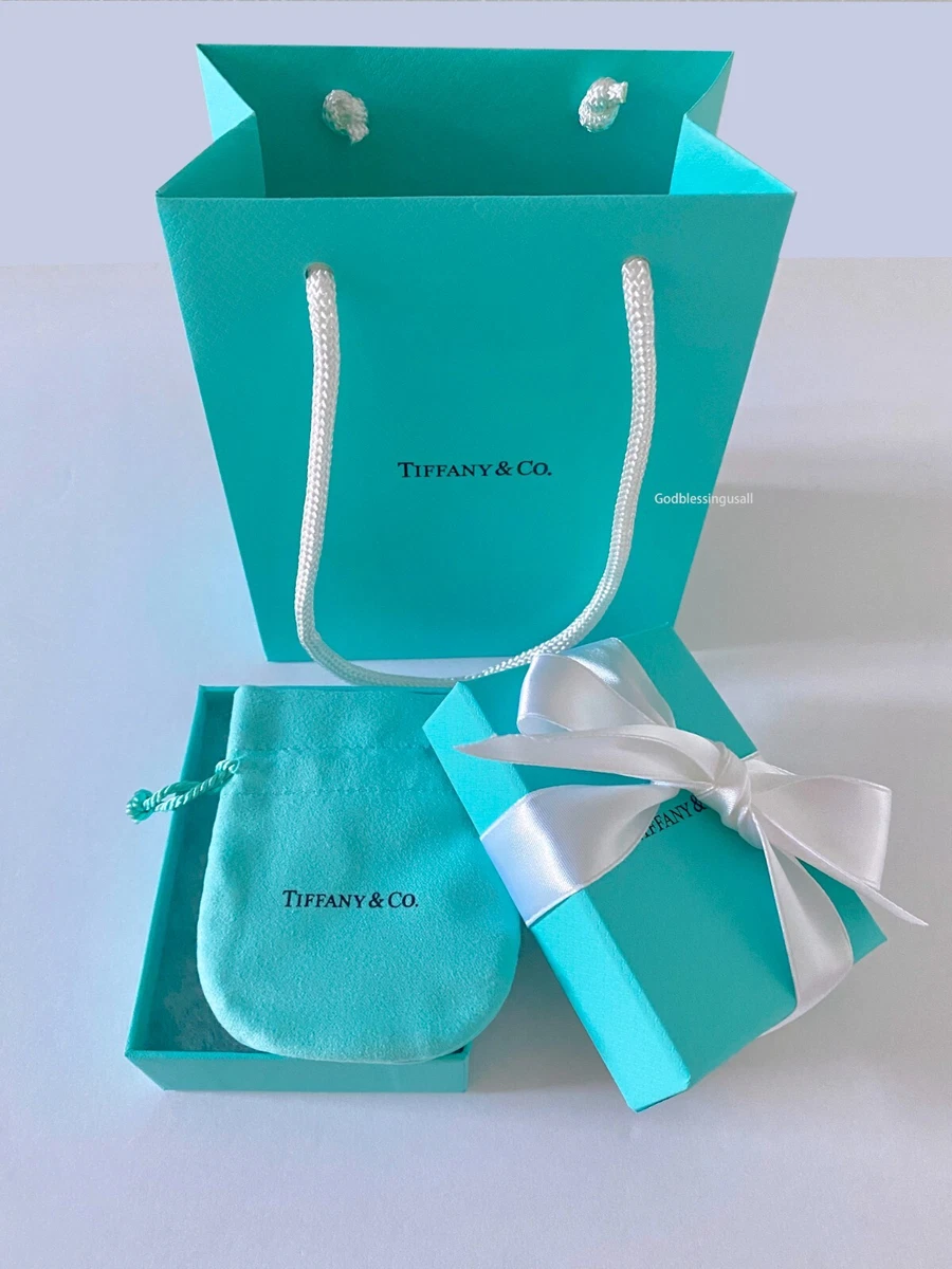 Tiffany Co. Empty Packaging Blue Gift Box Ribbon Pouch Shopping Bag 4pc Set
