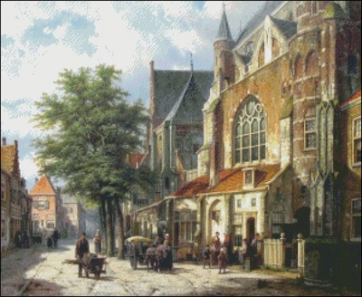 Needlework Crafts Full Embroidery Counted Cross Stitch Kits Dutch Street II