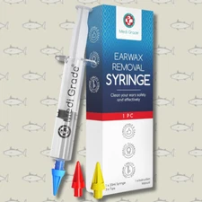 Medical Grade Ear Syringe Kit - Ear Wax Removal with 3 Quad-Stream Tips - Water-