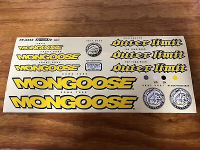 OLD MID SCHOOL MONGOOSE OUTER LIMIT COMPLETE STICKER DECAL SET BMX BIKE NOS