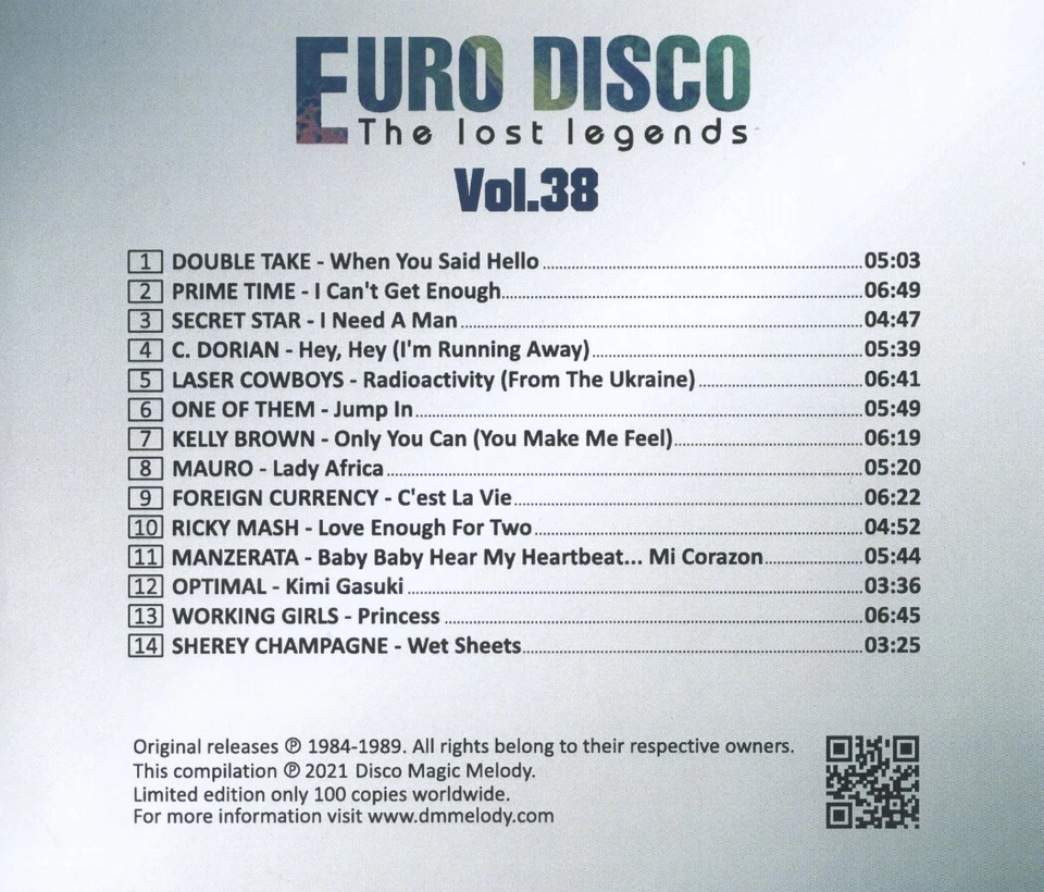 Euro Disco - The Lost Legends Vol. 38, Limited Edition, CD  RAR !!! - Bild 2 von 3