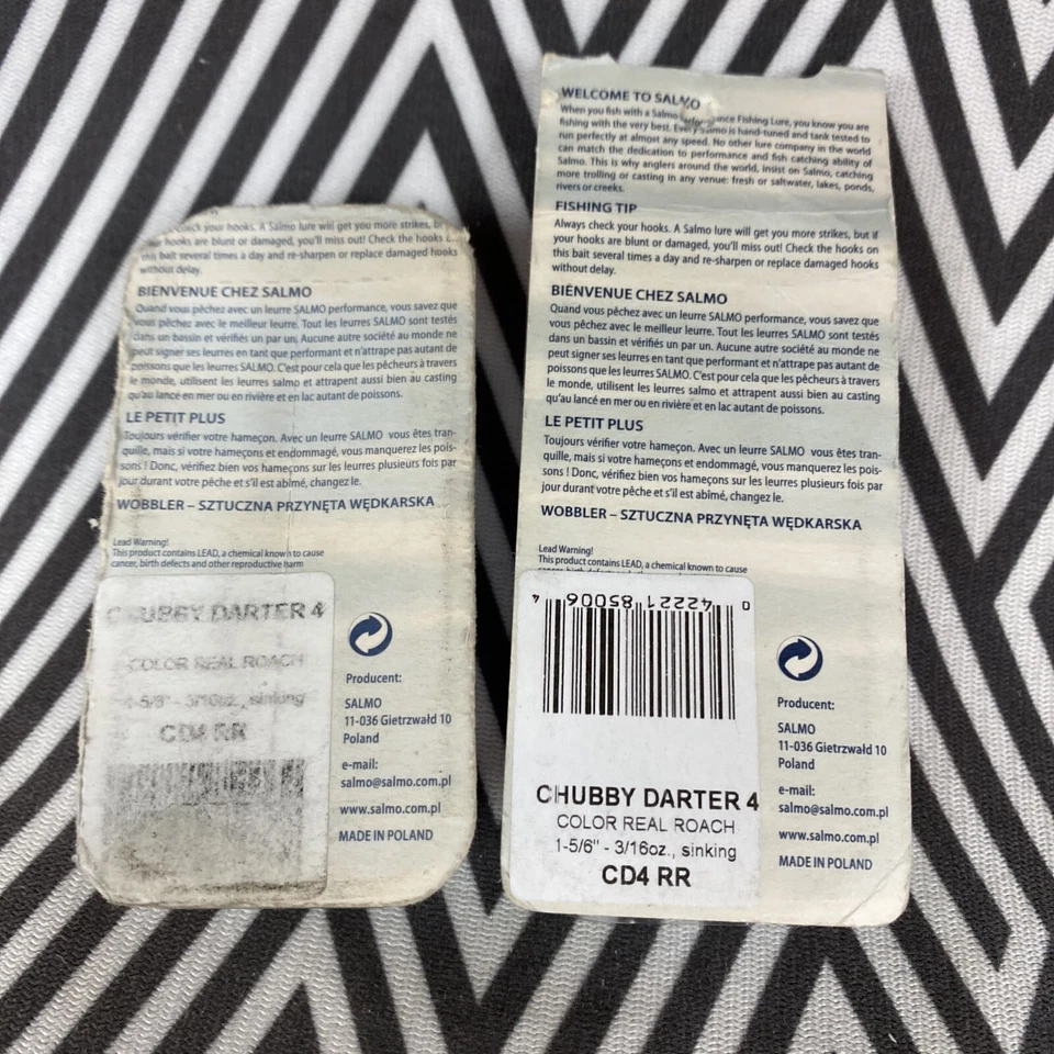 (2) Salmo Chubby Darter 4 cucarachas reales hundimiento pesca en hielo 1-5/6” 3/16 oz Foto 2 de 2