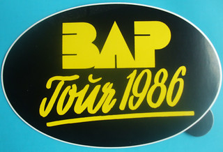 Aufkleber BAP Tour 1986 Gelb / Schwarz Niedecken Köln