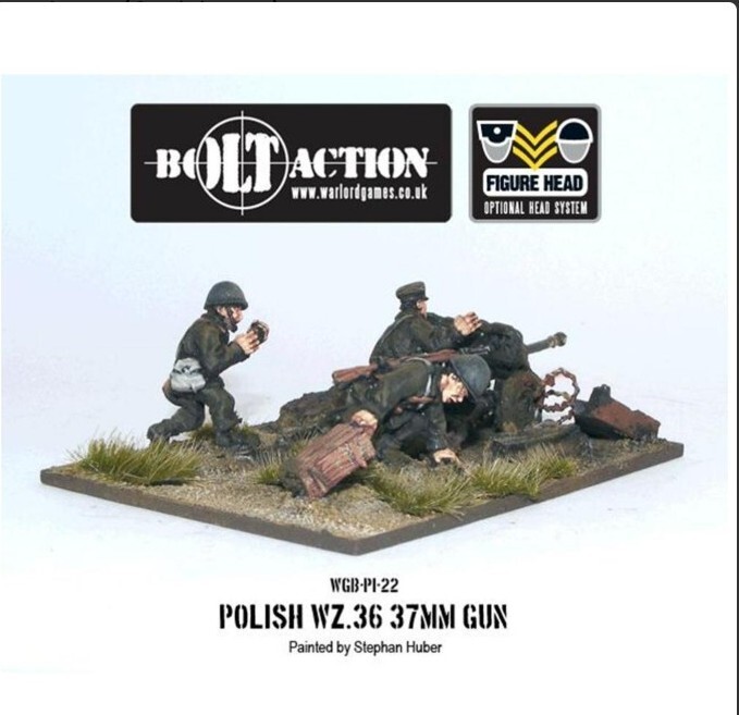 Warlord Games Bolt Action Polish Army WZ36 37mm Anti-Tank Gun WWII Metal 28 mm