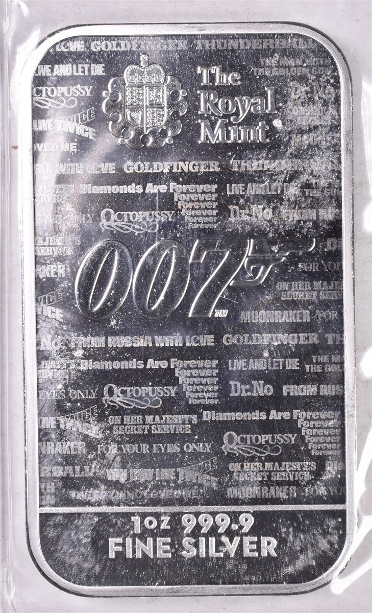 【本物保証】A146 007 NO TIME TO DIE 純銀バー 新品 1枚 James Bond No Time To Die 1 oz Silver Bar 0.999 - Sealed