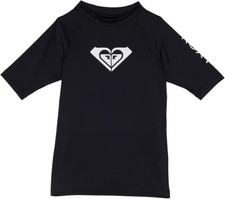 NWT ROXY Girls Whole Hearted Short Sleeve UPF 50 Rashguard Top 6 Black MSRP 30