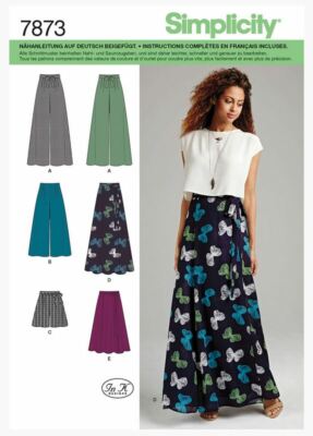Simplicity Schnitt Nr 1069.D5 Hosen mit weitem Bein und Wickelrock Gr. 32 - 40