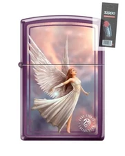 Zippo 68531 Anne Stokes Collection Angel Orb on Purple Lighter + FLINT PACK
