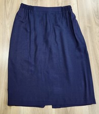 Vintage R&M Richards By Karen Kwong A-Line Skirt Women Sz 12, Blue, Made In USA