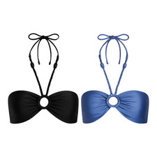 Red Carter Womens Beaded O-Ring Bandeau Bikini Top Black Voyage Blue XS-XL