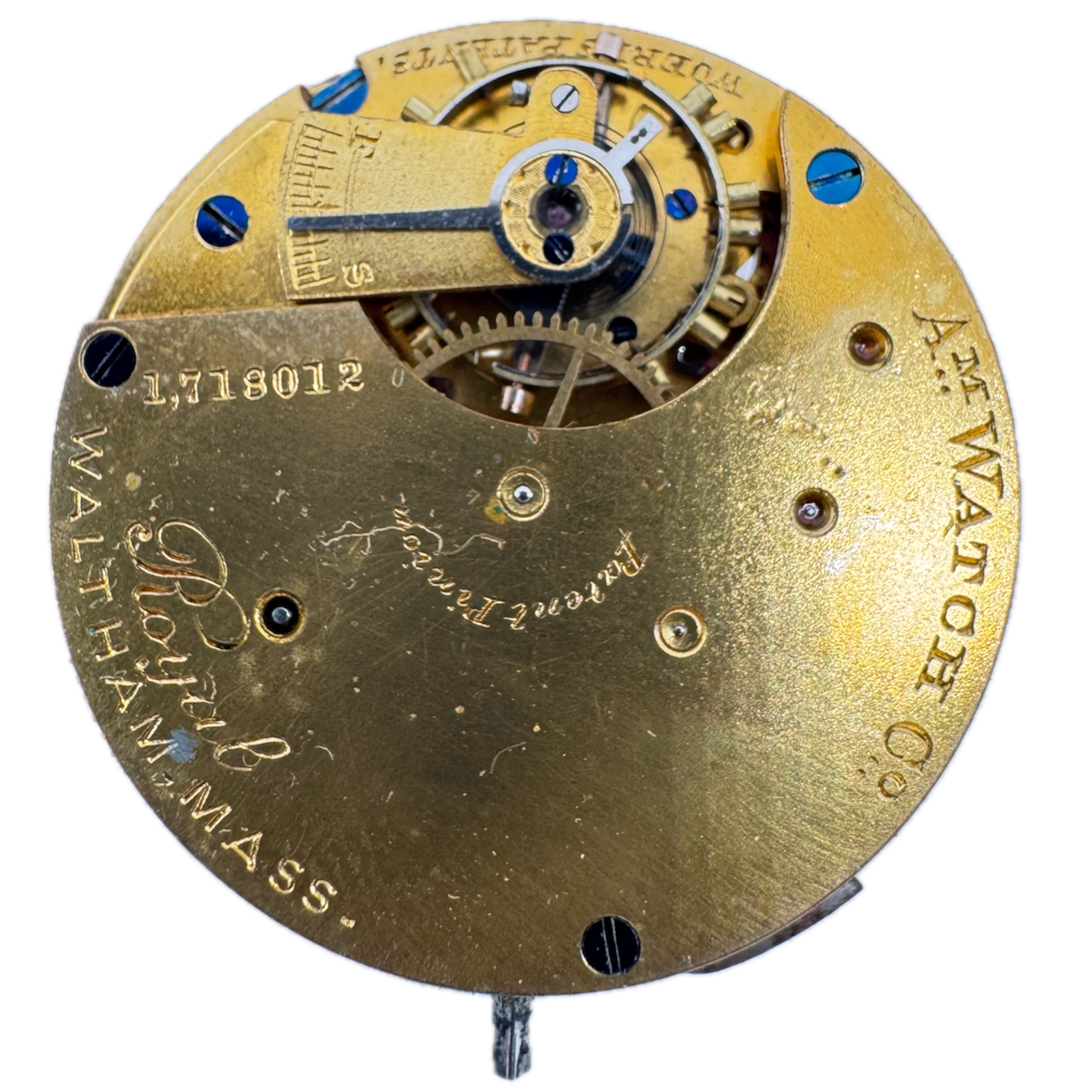 Antique 1882 Waltham 7 Jewel Hunter Pocket Watch Movement Royal 8s