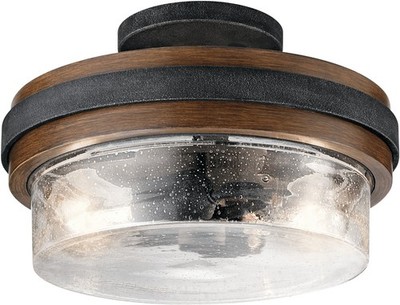 Kichler Grand Bank Semi Flush, 2-Light 150 Total Watts, Auburn Stained Finish