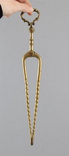 Antique 18thC American Colonial or Federal Period Brass Fireplace Ember Tongs