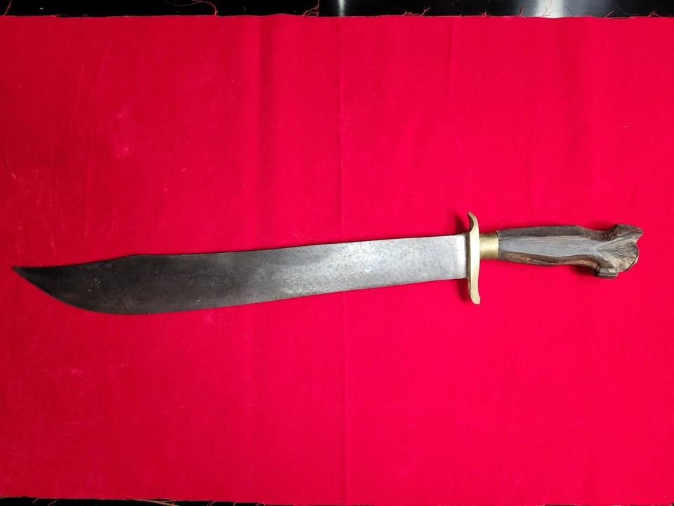 Vtg WW2 NEGRITO 21"L 15.5" Blade Philippine Bolo Carved Handle Machete Sword.OBO - Image 2 of 4