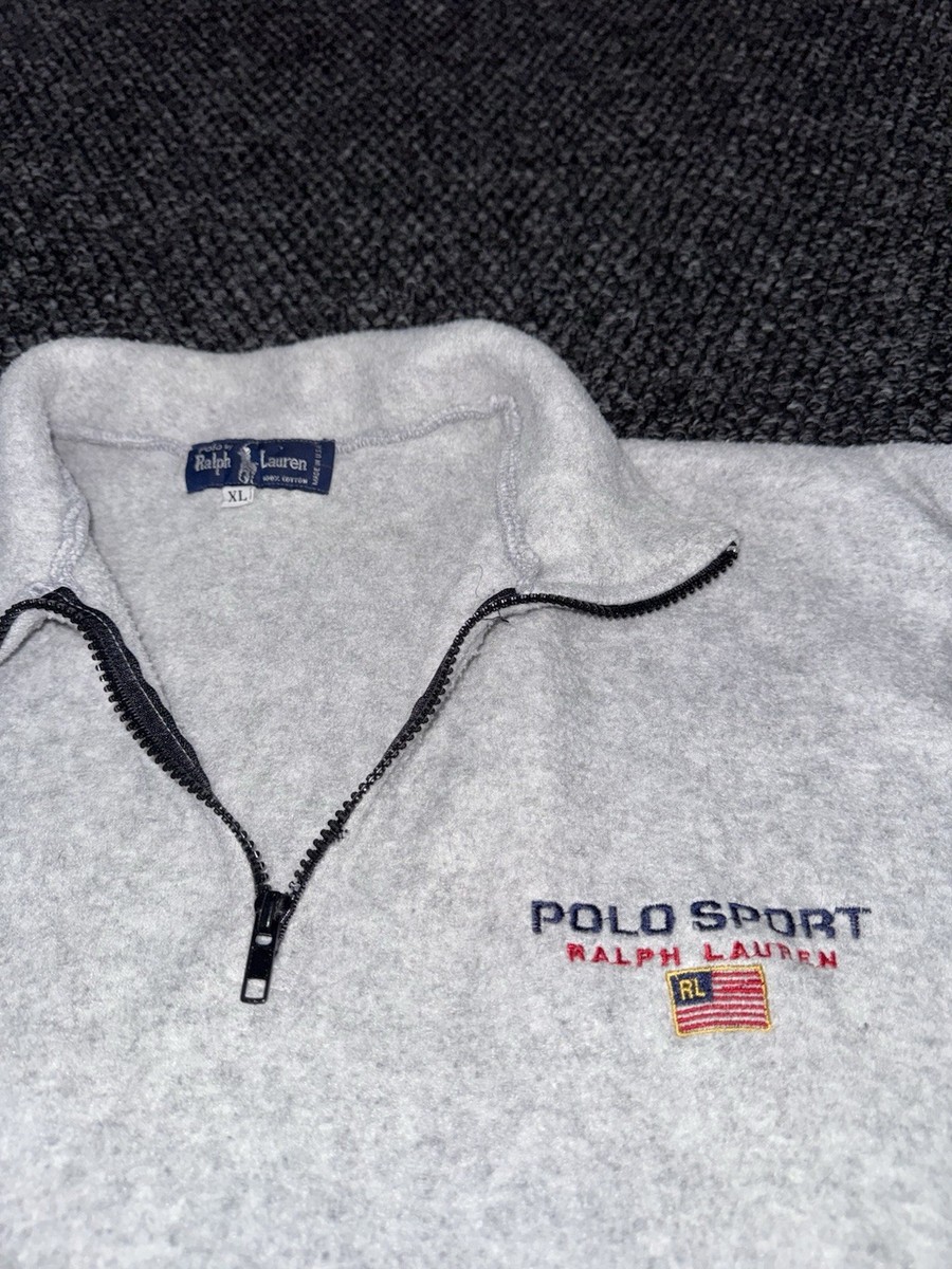 VTG Polo Sport Ralph Lauren Sweatshirt Mens XL Gray Fleece Quarter