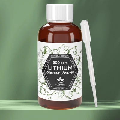OPTI NATURE Lithium Orotat 500ppm I Braunglasflasche 100ml I Pipette 1-3ml I 99% Reinheit