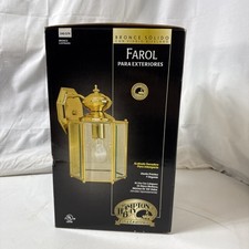 Hampton Bay Wall Lantern Polished Brass Beveled Glass 240-579 New In Box