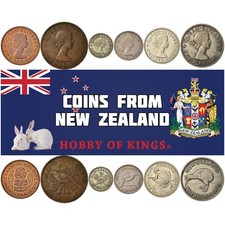 New Zealand | 6 Coin Set | 1/2 1 3 6 Pence 1 Shilling 1 Florin | 1953 - 1965