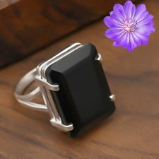 Black Onyx Gemstone 925 Sterling Silver Handmade Jewelry Ring Gift For Her