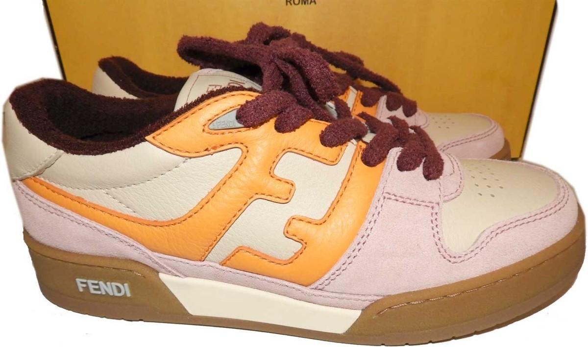 FENDI Sneakers Match Classic Low Top Athletic Shoes Trainers Pink