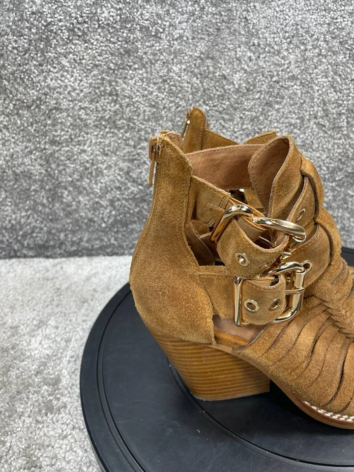 Jeffrey Campbell Boots Womens Size 9 Travis Brown Leather Ankle Heeled Bootie - Image 3 of 4