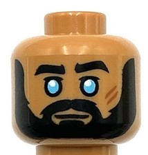 Lego New Medium Nougat Minifigure Head Dual Sided Thick Black Eyebrows Part
