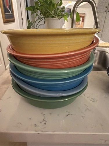 Lot Of 6 Fiestaware Mixed Colors Cereal Bowls 7” Fiesta