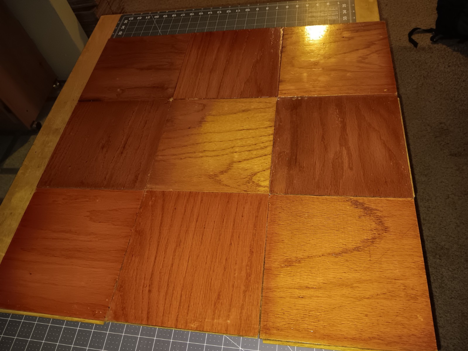 9 USED Vtg. BRUCE Oak  9x9 Parquet Floor Tiles REFINISHED flooring MCM