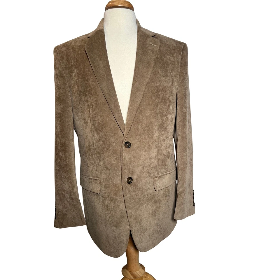 Chaqueta Blazer Chaps Tostada Pana Para Hombre 40R Abrigo Deportivo Forrado Cachemira Foto 3 de 4