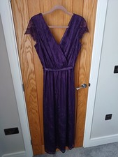 Dorothy Perkins Maternity Dress Size 12 Bridesmaid Evening Dress Purple Lace