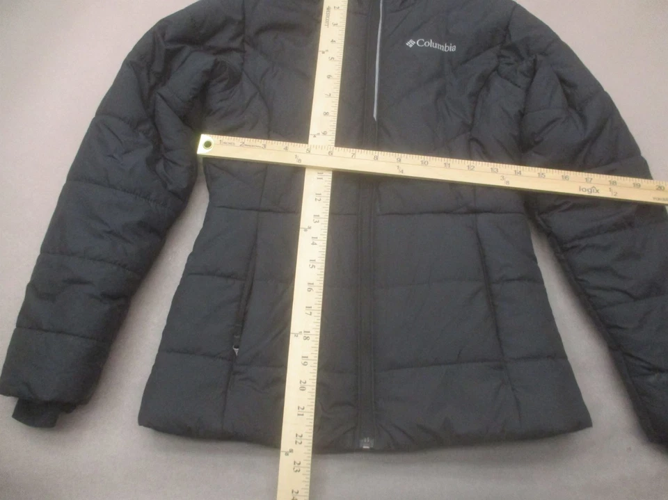 Columbia Talla M Niñas Gris Forrado Piel Capucha Bolsillo Cremallera Completa Chaqueta Acolchada 692 Foto 2 de 4