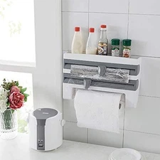 Wall Mount Paper Towel Holder Cling Film Spice Rack Kitchen Roll Foil Dispenser