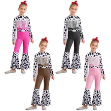 Kids Costume Pink Bodysuit High Waist Jumpsuit Dance Western Dress Up Movie