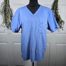 Carhartt Blue V-neck Short Sleeve Medical Scrubs Medium Unisex Pocket