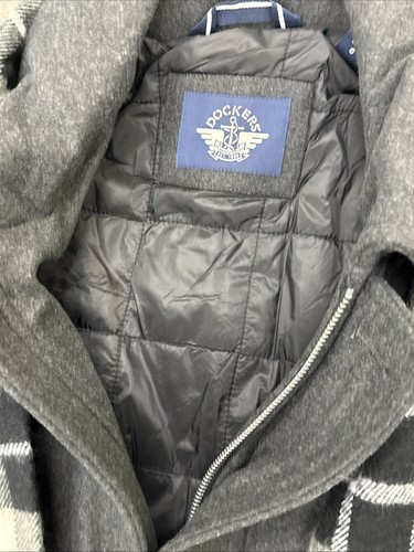 DOCKERS Weston Wool Blend Coat w/ Scarf Adult Large Black Topcoat Pea $180 - Picture 4 of 8
