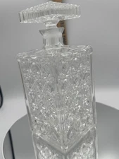 Vintage Bohemian Cut Heavy Crystal Square Decanter+Square Stopper