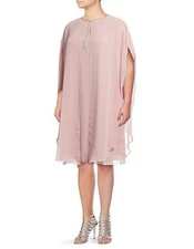 SL Fashions Women's Dress Sz 16 Plus Size Rhinestone Chiffon Brown