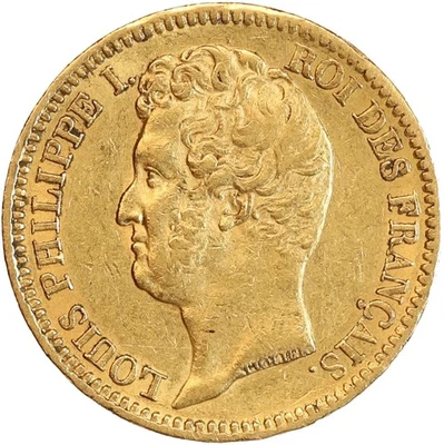 20 Francs Louis-Philippe Ier Tête Nue Tranche en Creux - Photo 1/2