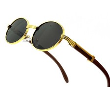 Men's Sunglasses Fashion Black Oval Vintage Retro Buffs Designer Wood Migos 2023