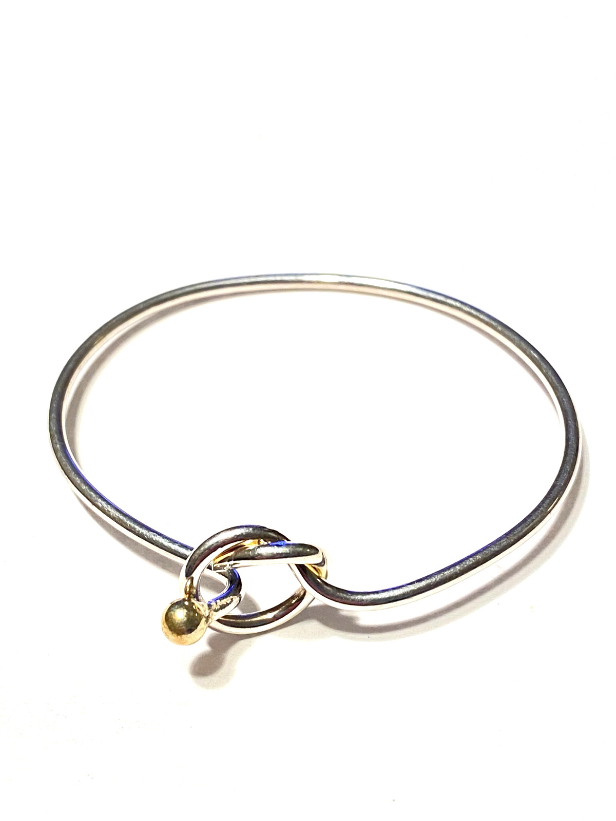 Bangle Bracelet Silver Tone Hook Under Loop Style - image 1