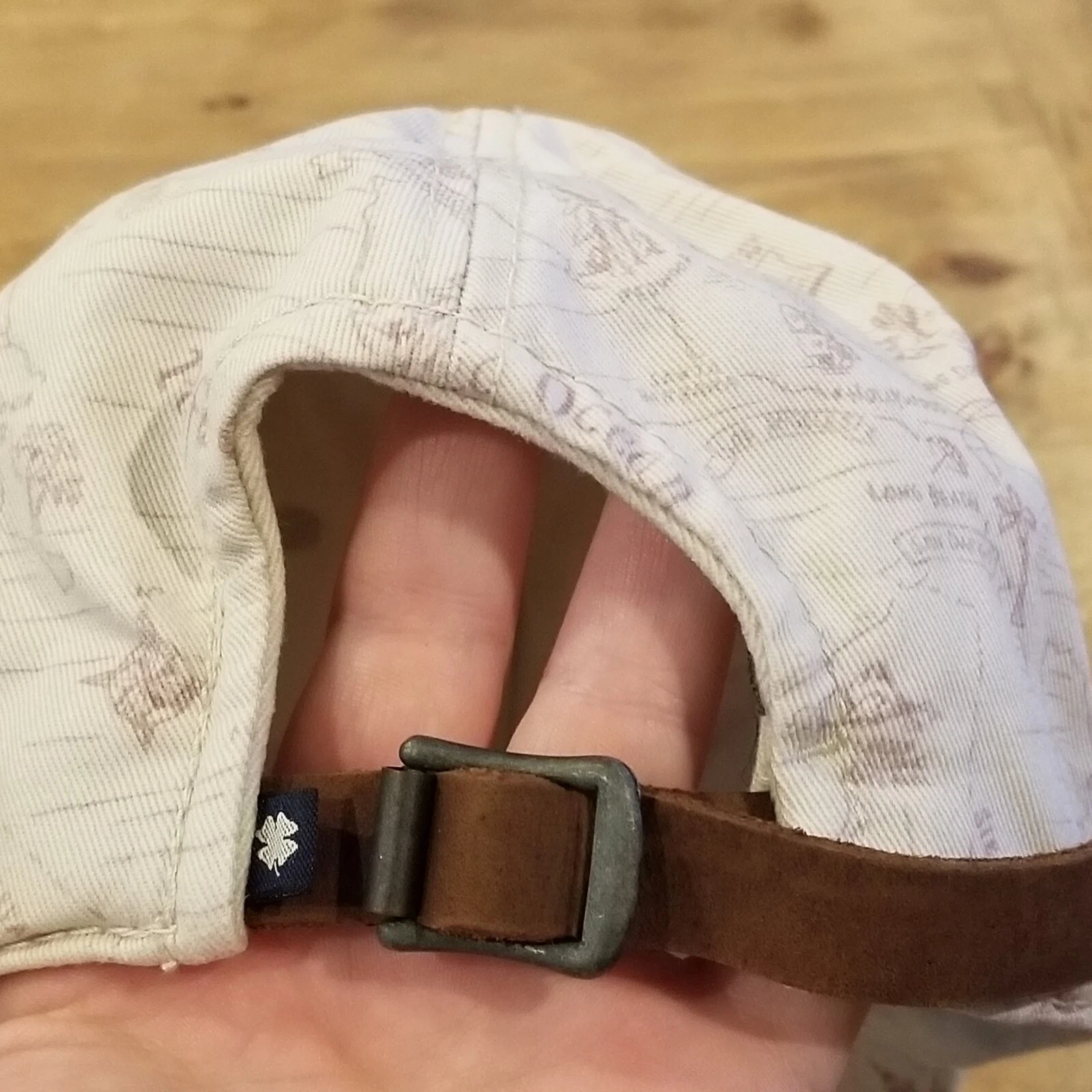 Lucky Brand Hat Cap Leather Strap Back Pacific Ocean Islands AOP Allover